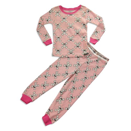 Paul Frank - Girls Long Sleeve Thermal Skull And Crossbones Pajamas, Pink (Size 6)