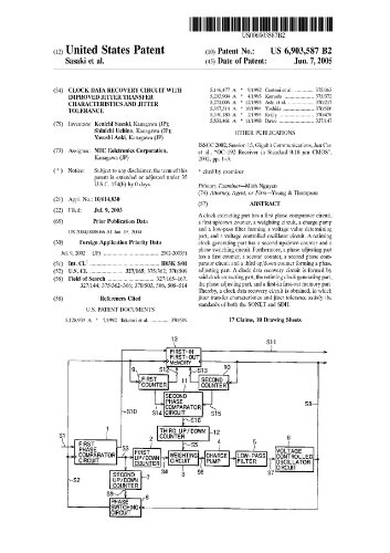 NEW Patent CD for Clock data recovery circuit with improved jitter transfer ...
