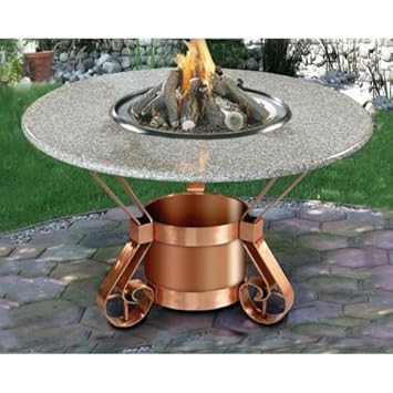 California Outdoor Concepts Tuscany Dining Height Fire Pit Table With Sunset Gold Granite Top And Solid Copper Base