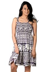 Rayon General Print Spaghetti Strap Flared-Skirt  Dress