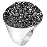 Mushroom Ring, black diamond/rhodium-plated