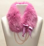 Luxurious Fox Fur Collar Fuchsia Pink
