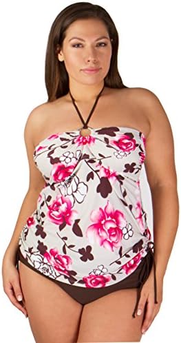 Plus Size Swimsuit Tankni - Two-Piece with Pant - Garden Rose