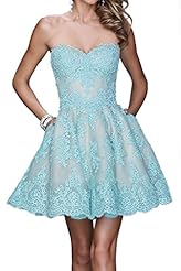 Girls Cocktail Satin Lace Applique Homecoming Dress/Prom Dress 