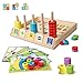 Lydaz Wooden Puzzles Counting Toys, Montessori Preschool Learning Educational Math Toys for Toddlers, Matching Shape Sorter Stacking Stem Fine Motor Skills Toys for 3 Year Olds and Up