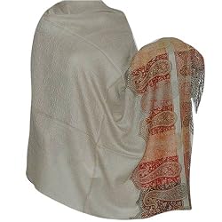 Paisley Shawl Wool Floral Embroidered Wrap 84 x 40 inches (psley366)