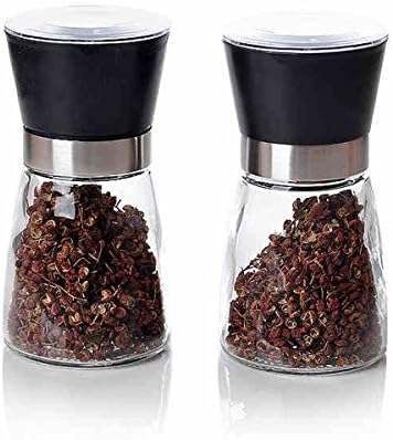 LiviMate High Grips Glass Salt and Pepper Grinder Set (Black)