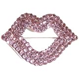 1 X 1.5 Rhinestone Lips In Pink with Pink Finish