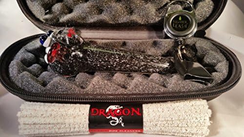 DailyDealsDirect Black Speckled 5" Heavy Glass Incense burner Tobacco Smoking Pipe w/ travel case and accessories