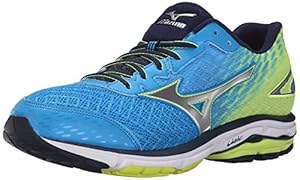 Mizuno Men's Wave Rider 19 Running Shoe, Dude Blue/Silver, 9.5 D US