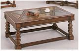 DISTRESSED FINISH,WOOD AND SLATE TOP END TABLE.