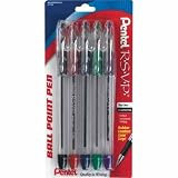 Pentel RSVP Fine Line Ball Point Pens, Assorted Ink, Pack of 5