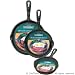 Natural cast iron skillet set.