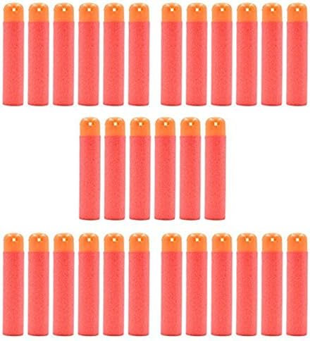 PuDax 30Pcs Soft Mega Refill Bullet Darts Foam Darts for Nerf N-strike Elite Series Blasters Kids Toy Gun,Red