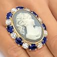 14k Gold-Plated Cameo DiamonUltra&trade; Cubic Zirconia and Blue Glass Ring