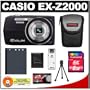 Casio EX-Z2000 14.1MP Digital Camera with 5x Ultra Wide Angle Zoom with CCD Shift Image Stabilization and 3.0 inch LCD (Black) with 8GB Card + Battery + Case + Accessory Kit