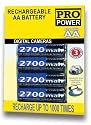 Pro Series Premium High Capacity AA 2700 mAh Rechargeable Ni-MH Battery 4-PACK