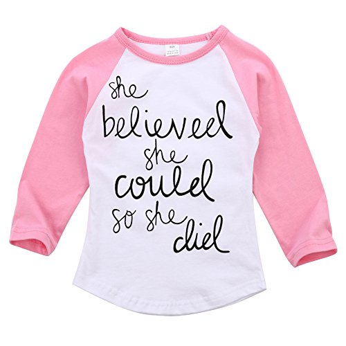 MIOIM Baby Girls Letter Pinted Saying Long Sleeve T-shirt Tops Tees Blouse