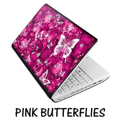 Netbook Skins Fits Acer, Asus, MSI, HP, Samsung - Pink Butterfly