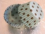 Aqua Brown Polka Dot Cupcake Baking Muffin Liners 50 count