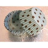 Aqua Brown Polka Dot Cupcake Baking Muffin Liners 50 count