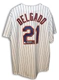 Autographed Carlos Delgado New York Mets Majestic White Pinstripe Jersey