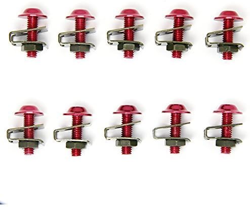 Shinehome 10 X Black CNC M6 6MM Fastener Speed Bolts Kit Fairings Screw Mounting Nuts Clip (Red)