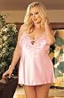 IA-X20122 Charmeuse and Sheer Net Chemise ~ Curvy Plus Sizes to 6X