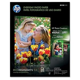 HP Semi-Gloss Everyday Photo Paper, 8.5 x 11 Inches, 50 Sheets per Pack (Q8723A)
