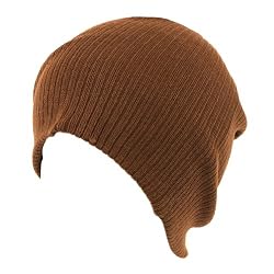 Gossip Girl Soft Ribbed Ski Beanie Slouch Slouchy Knit Hat Mocha Brown