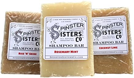 Spinster Sisters Handmade Shampoo Bar Sampler Set of 3 - Coconut Lime, Rosemary Mint, Rise N Shine Coffee
