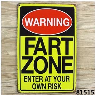 Yours Dec Metal Tin Sign Warning Fart Zone Enter at your Own Risk Tin Sign, Vintage Style Wall Ornament Coffee Bar Decor,