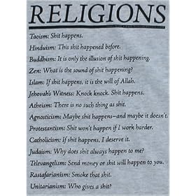 Religions of the World T-Shirt Size: L Funny Sayings About Major Religions