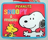 Childrens Retro Style Peanuts Charlie Brown Snoopy Tin Lunchbox Container w/ Popcorn