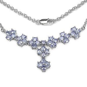 5.55 Carat Genuine Tanzanite Silver Necklace by 