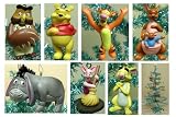 Disney Winnie the Pooh Set of 7 Holiday Christmas Tree Ornaments Featuring Wise Old Owl, Piglet, Kanga, Tigger, Pooh Bear, Eeyore, Rabbit and 3 Decorative 1" Winnie the Pooh Buttons - Unique Shatterproof Design - Great for Kids