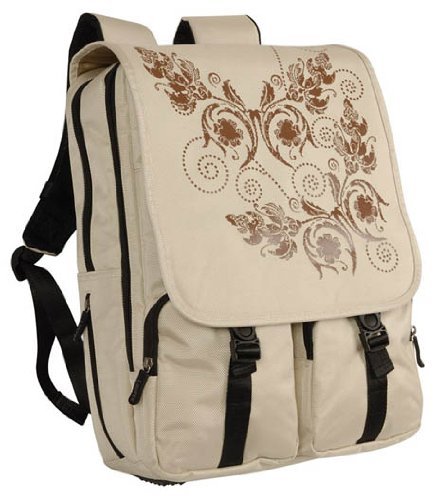 Laurex Laptop/Notebook Backpack - Beige Butterfly, fits up to a 17 laptop