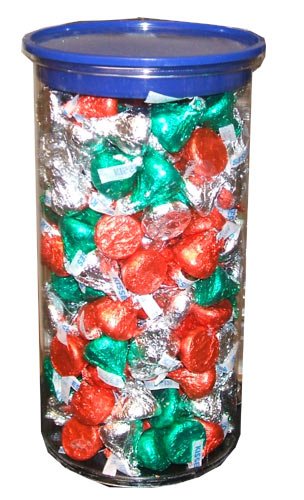 Hershey Kisses Chocolate Candies Christmas Holiday Assortment 2.0 Pound Jar Present by Hersheys