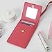 Genuine Leather Credit Card Holder Wallet with Mirror ID Badge Case with Neck Strap