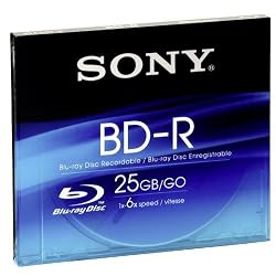 Sony BD-R Blu-Ray Recordable Single Layer Disc - 25gb, 1-6X