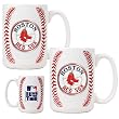 Boston Red Sox 2pc Ceramic Gameball Mug Set - Primary Logo MLB Baseball