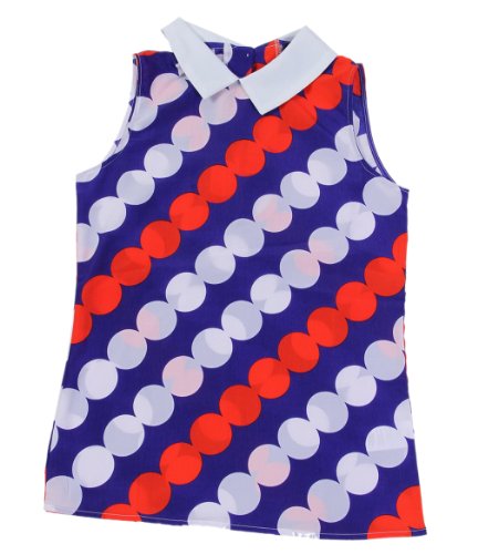 (ラボーグ)La vogue 薄い半透明 ノースリーブ 可愛い開襟 水玉柄 美Aライン キャミソール 優雅淑女 ブルー