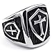 KONOV Mens Stainless Steel Ring, Vintage Shield Cross, Silver Black