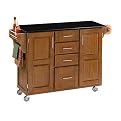 Kitchen Cart with Granite Top - Cottage Oak/ Black (Large)