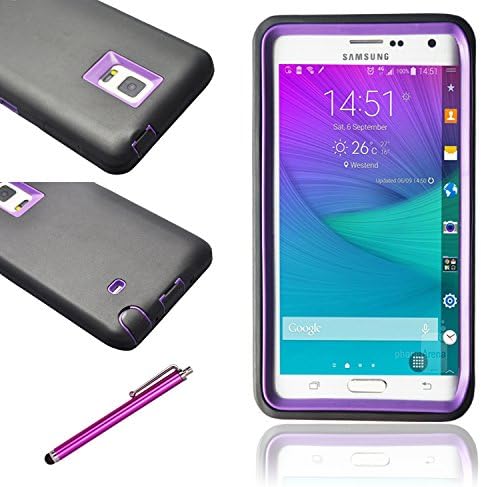 Note 4 Edge Case,EC™ Galaxy Note 4 Edge Case Cover,Shock-Absorption / High Impact Resistant Hybrid Armor Protection Defender Case Cover for Samsung Galaxy Note 4 Edge with Stylus (T-Purple/Black)