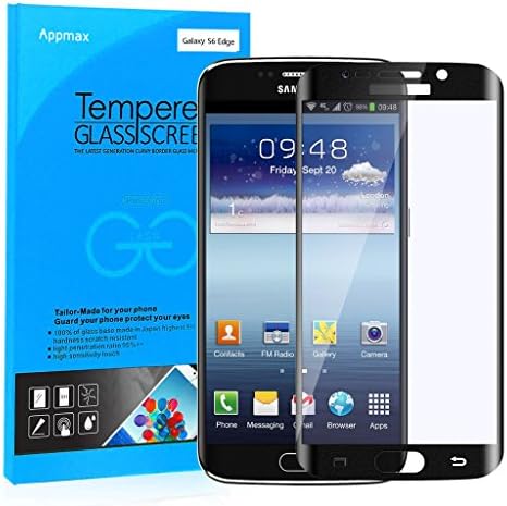 S6 Edge Glass Protector (Real Glass,not Tpu,not Pet,not Plastic)Appmax Edge to Edge 3d Curved 3d Full Screen Coverage Tempered Glass Front Screen Protector for Samsung Galaxy S6 Edge (Sm-g925)-black