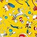 44'' Wide The Cat In The Hat Motifs Yellow Fabric By The Yard