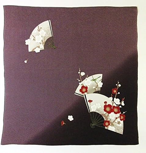 [L/26.4inc] FUROSHIKI - Japanese Wrapping Cloth (Chirimen- Fan/Charcoal)