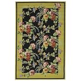 2x8 Runner Black Country Floral Wool Handmade Chelsea HK233 Area Rug by Rugs USA