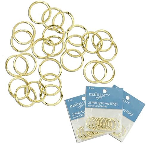 25mm Gold Split Key Rings - 24 ct - Great for Arts and Crafts